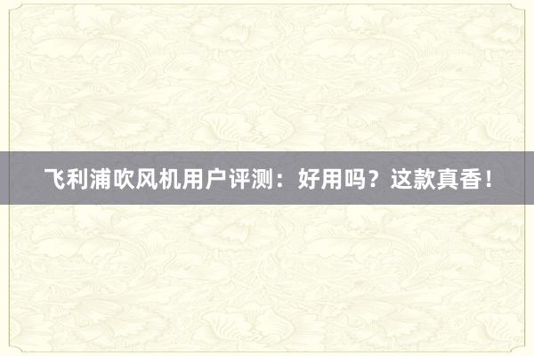 飞利浦吹风机用户评测：好用吗？这款真香！